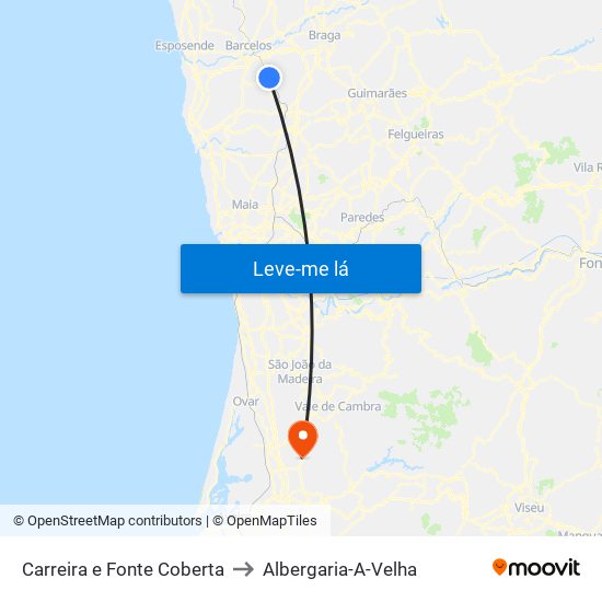 Carreira e Fonte Coberta to Albergaria-A-Velha map