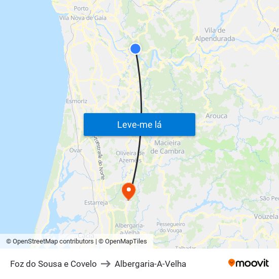 Foz do Sousa e Covelo to Albergaria-A-Velha map
