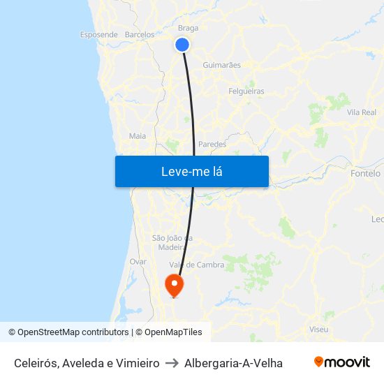 Celeirós, Aveleda e Vimieiro to Albergaria-A-Velha map