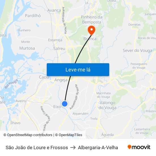 São João de Loure e Frossos to Albergaria-A-Velha map