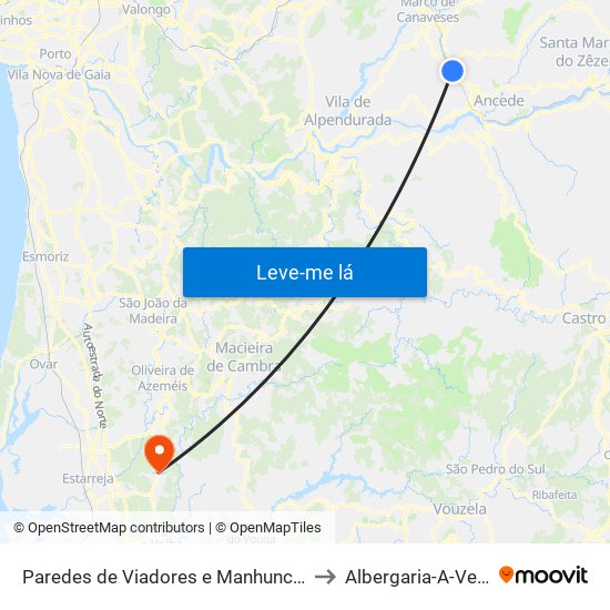 Paredes de Viadores e Manhuncelos to Albergaria-A-Velha map