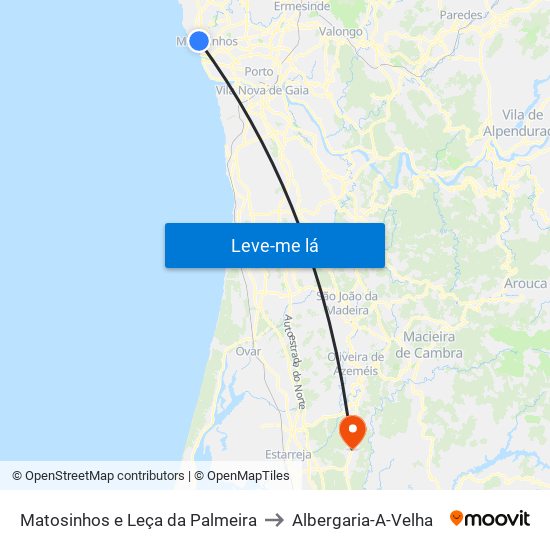 Matosinhos e Leça da Palmeira to Albergaria-A-Velha map