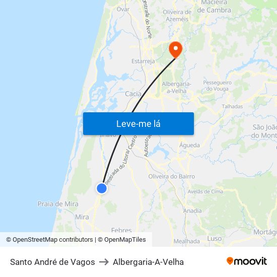 Santo André de Vagos to Albergaria-A-Velha map