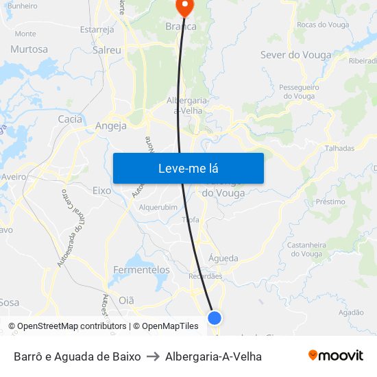 Barrô e Aguada de Baixo to Albergaria-A-Velha map