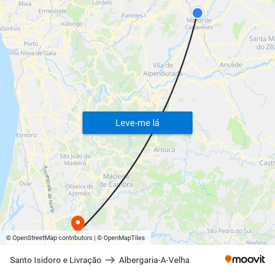 Santo Isidoro e Livração to Albergaria-A-Velha map