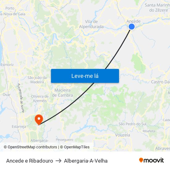 Ancede e Ribadouro to Albergaria-A-Velha map