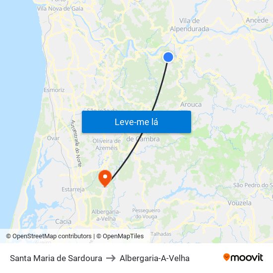 Santa Maria de Sardoura to Albergaria-A-Velha map