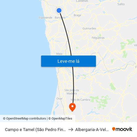 Campo e Tamel (São Pedro Fins) to Albergaria-A-Velha map