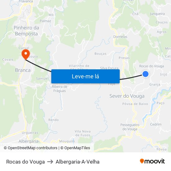 Rocas do Vouga to Albergaria-A-Velha map