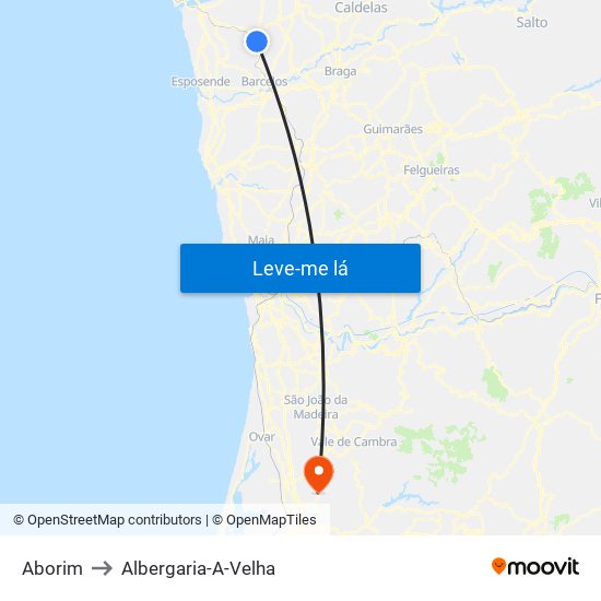 Aborim to Albergaria-A-Velha map