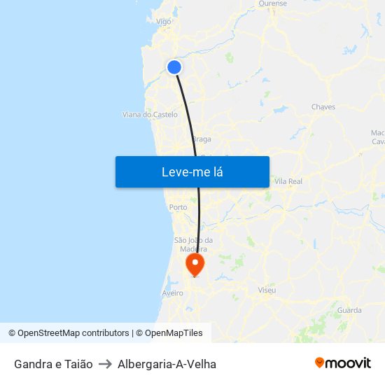 Gandra e Taião to Albergaria-A-Velha map