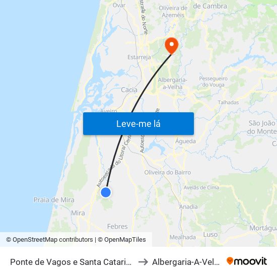Ponte de Vagos e Santa Catarina to Albergaria-A-Velha map