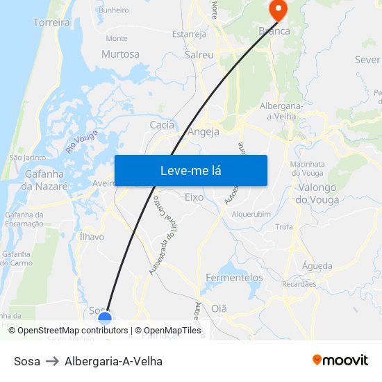 Sosa to Albergaria-A-Velha map