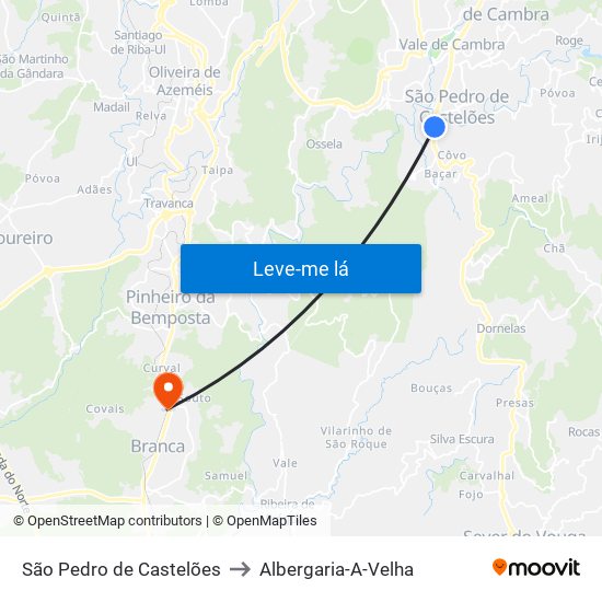 São Pedro de Castelões to Albergaria-A-Velha map