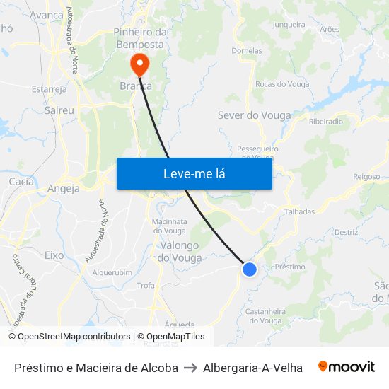 Préstimo e Macieira de Alcoba to Albergaria-A-Velha map