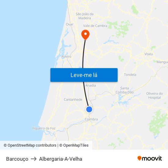 Barcouço to Albergaria-A-Velha map