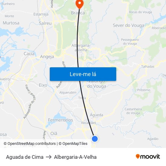 Aguada de Cima to Albergaria-A-Velha map