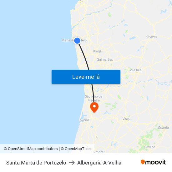 Santa Marta de Portuzelo to Albergaria-A-Velha map