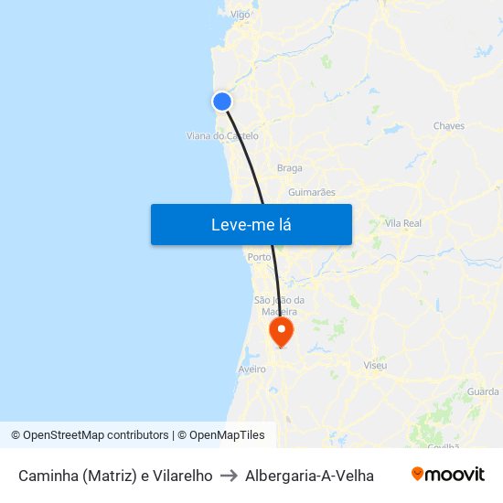 Caminha (Matriz) e Vilarelho to Albergaria-A-Velha map