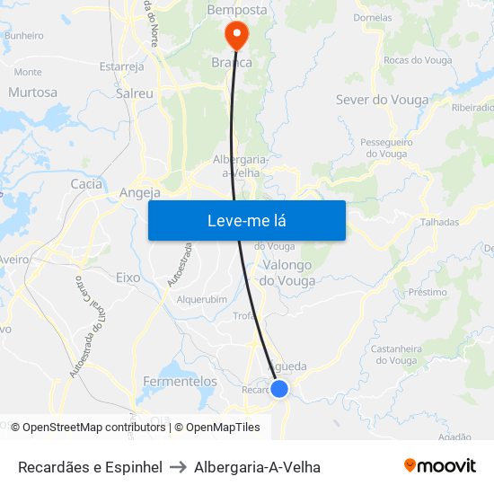 Recardães e Espinhel to Albergaria-A-Velha map