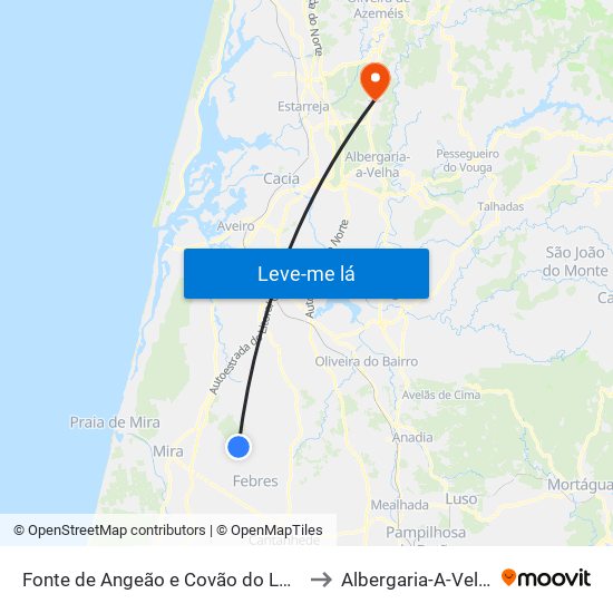 Fonte de Angeão e Covão do Lobo to Albergaria-A-Velha map
