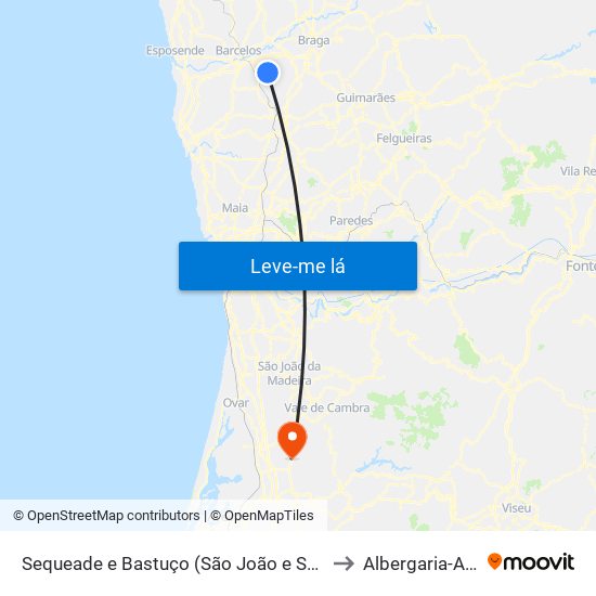 Sequeade e Bastuço (São João e Santo Estêvão) to Albergaria-A-Velha map