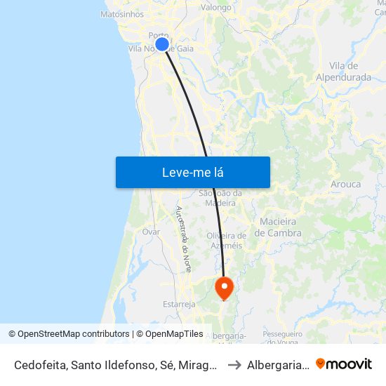 Cedofeita, Santo Ildefonso, Sé, Miragaia, São Nicolau e Vitória to Albergaria-A-Velha map