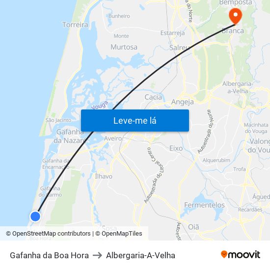 Gafanha da Boa Hora to Albergaria-A-Velha map