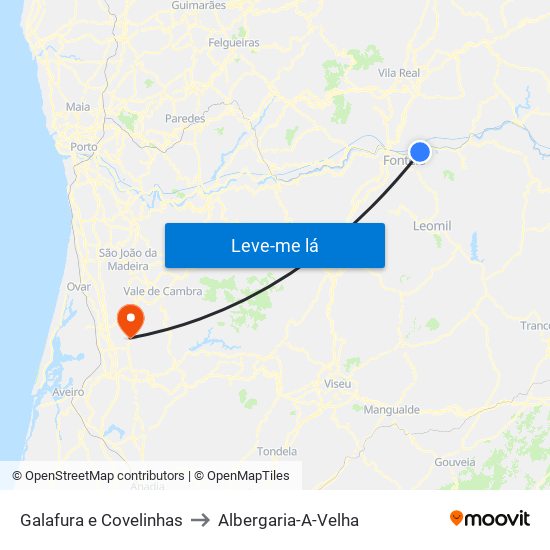 Galafura e Covelinhas to Albergaria-A-Velha map