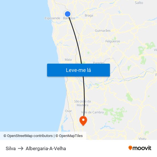 Silva to Albergaria-A-Velha map