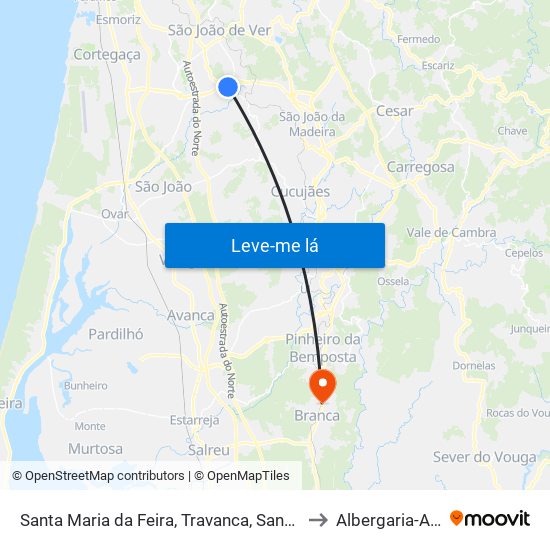 Santa Maria da Feira, Travanca, Sanfins e Espargo to Albergaria-A-Velha map