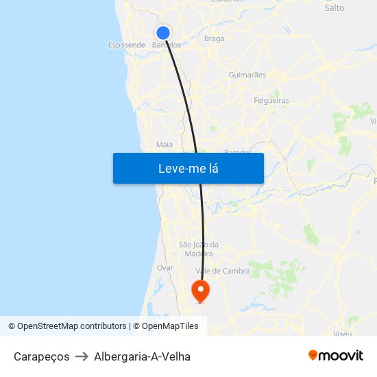 Carapeços to Albergaria-A-Velha map
