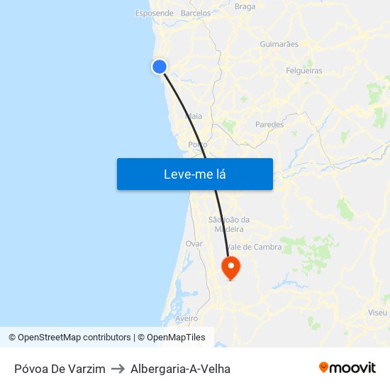 Póvoa De Varzim to Albergaria-A-Velha map