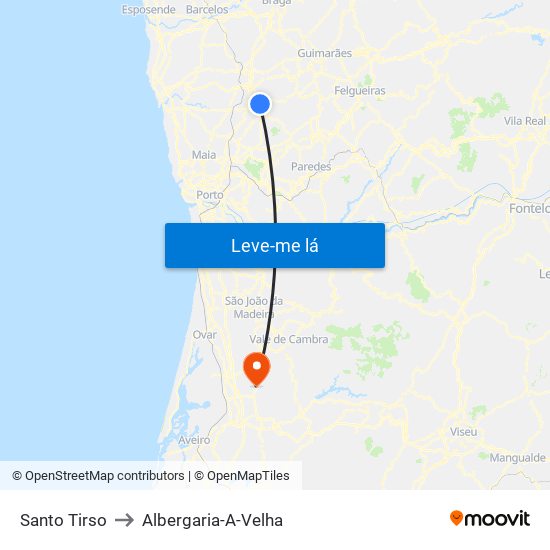 Santo Tirso to Albergaria-A-Velha map