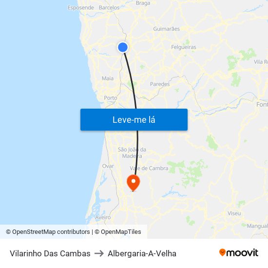 Vilarinho Das Cambas to Albergaria-A-Velha map