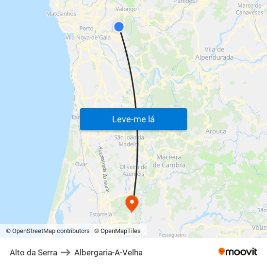 Alto da Serra to Albergaria-A-Velha map