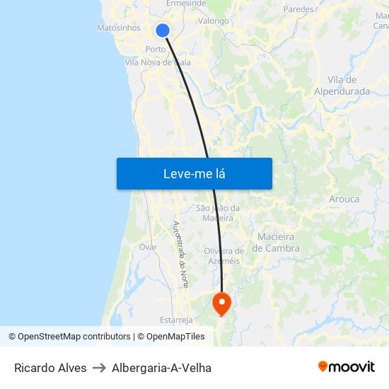 Ricardo Alves to Albergaria-A-Velha map