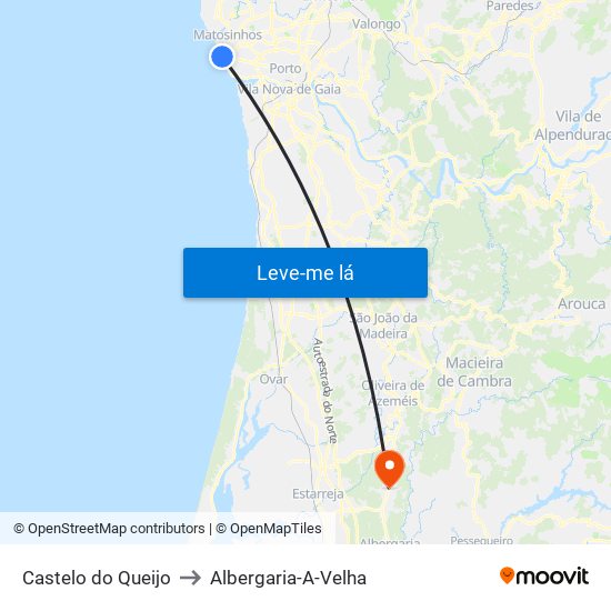 Castelo do Queijo to Albergaria-A-Velha map