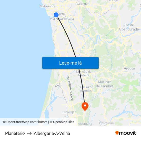 Planetário to Albergaria-A-Velha map