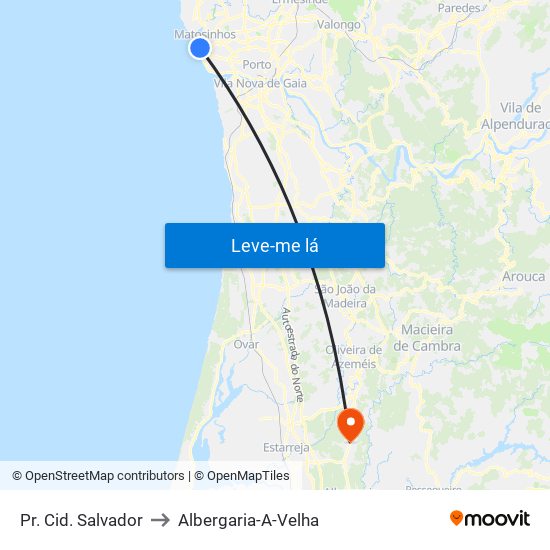 Pr. Cid. Salvador to Albergaria-A-Velha map