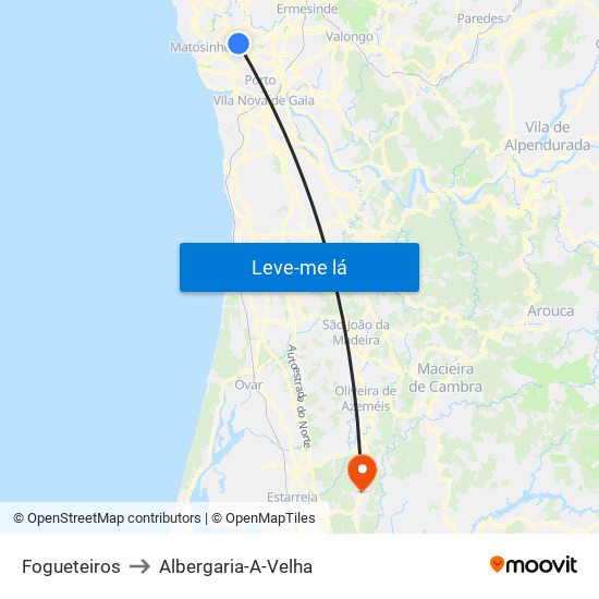 Fogueteiros to Albergaria-A-Velha map