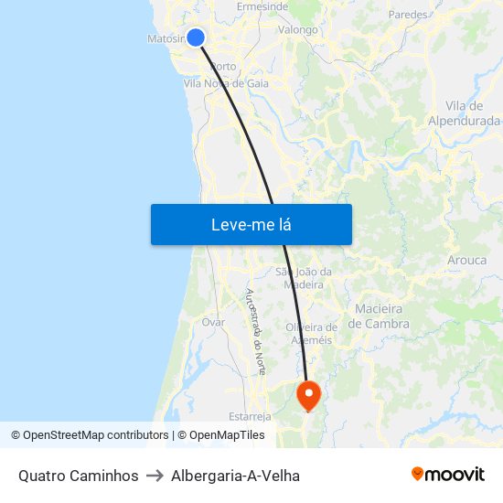 Quatro Caminhos to Albergaria-A-Velha map