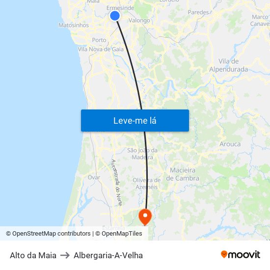 Alto da Maia to Albergaria-A-Velha map