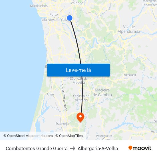 Combatentes Grande Guerra to Albergaria-A-Velha map