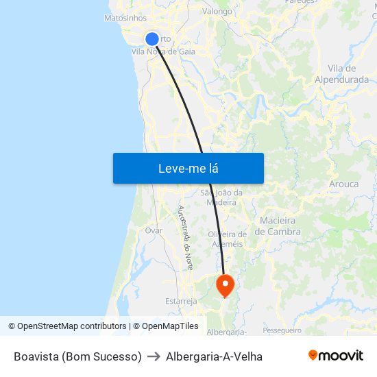 Boavista (Bom Sucesso) to Albergaria-A-Velha map