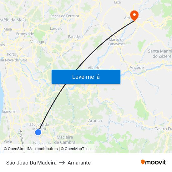 São João Da Madeira to Amarante map