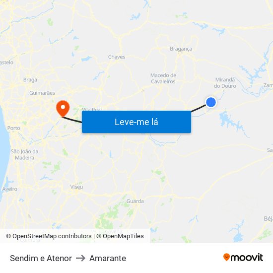 Sendim e Atenor to Amarante map