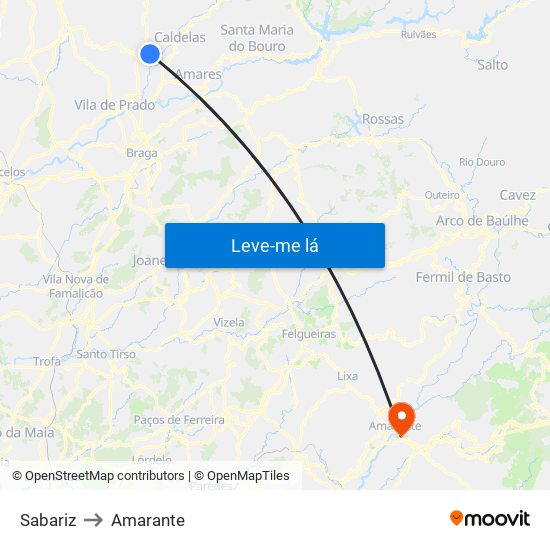 Sabariz to Amarante map