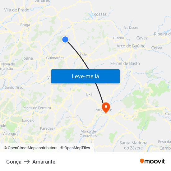 Gonça to Amarante map