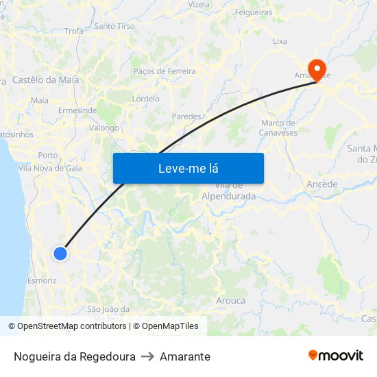 Nogueira da Regedoura to Amarante map